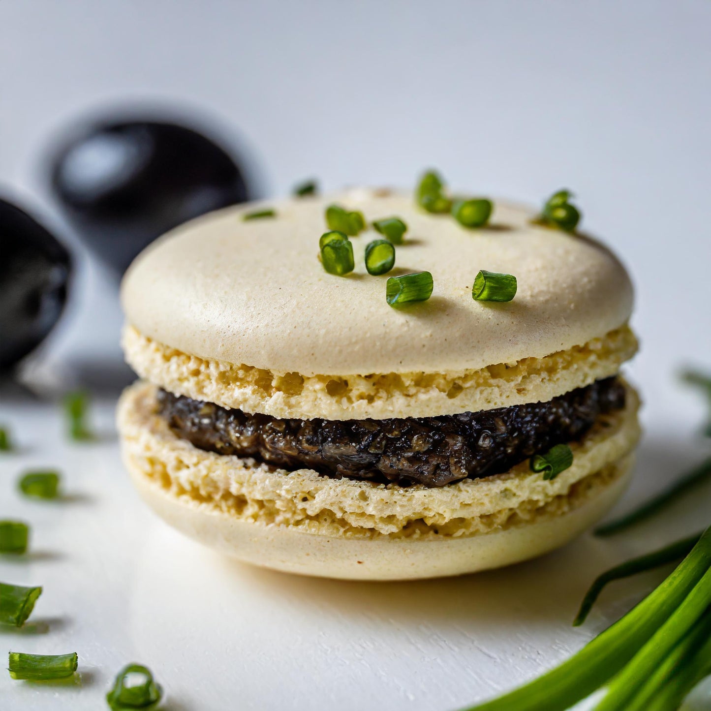 Traditional black olive tapenade | Freshly chopped chives