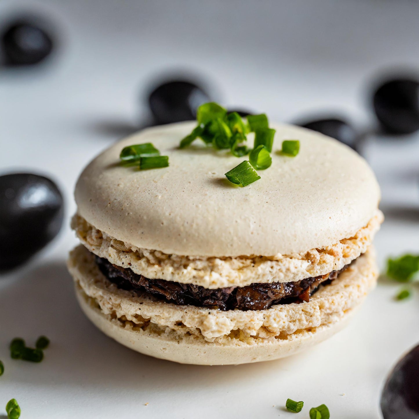 Traditional black olive tapenade | Freshly chopped chives